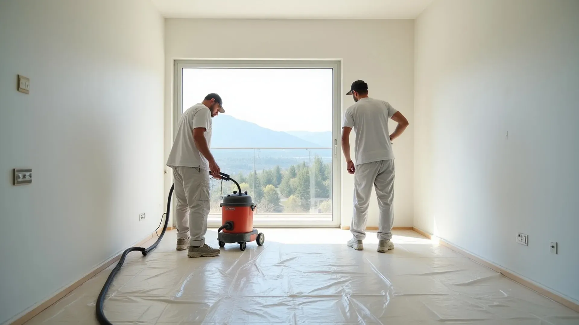 Equipo SinPolvo trabajando en una vivienda de Collado Villalba con sistema HEPA