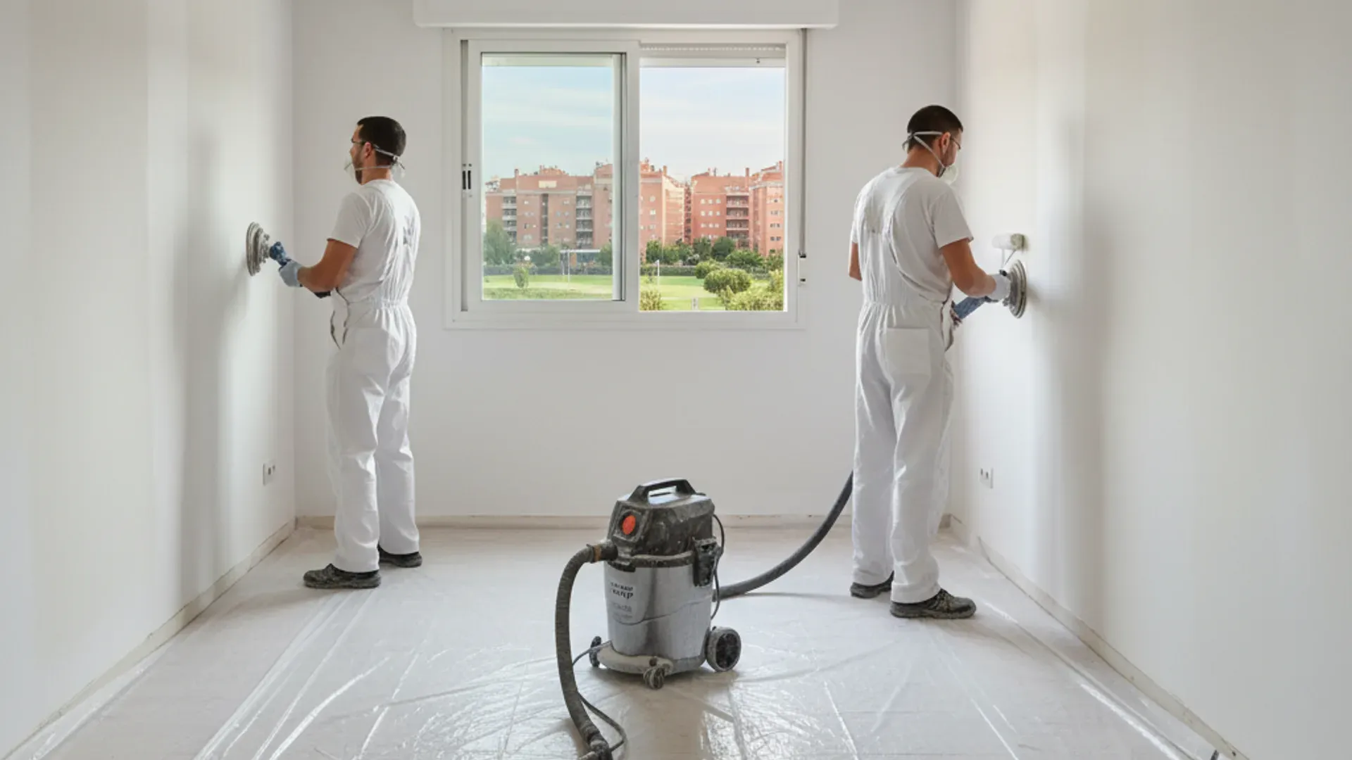 Equipo SinPolvo trabajando en una vivienda de Fuenlabrada con sistema HEPA
