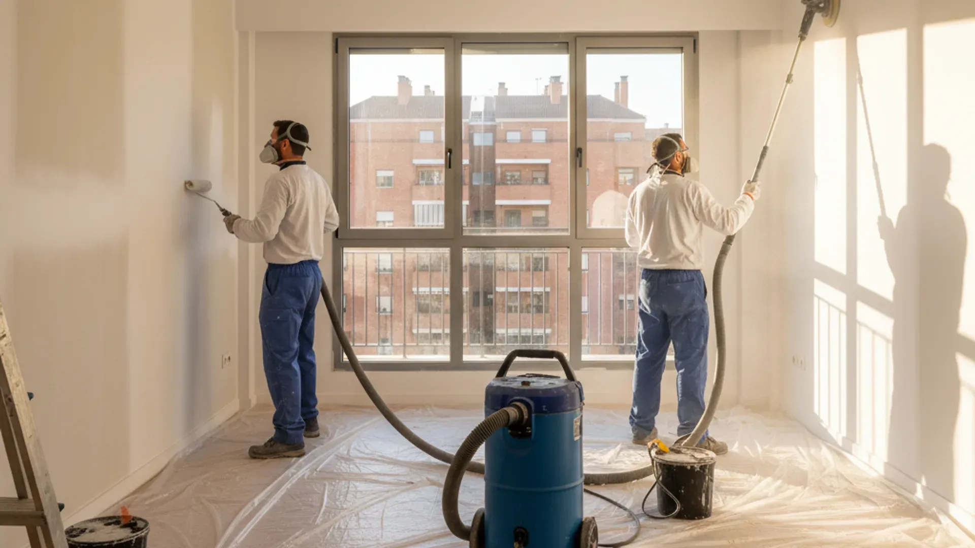 Equipo SinPolvo trabajando en una vivienda de Leganés con sistema HEPA