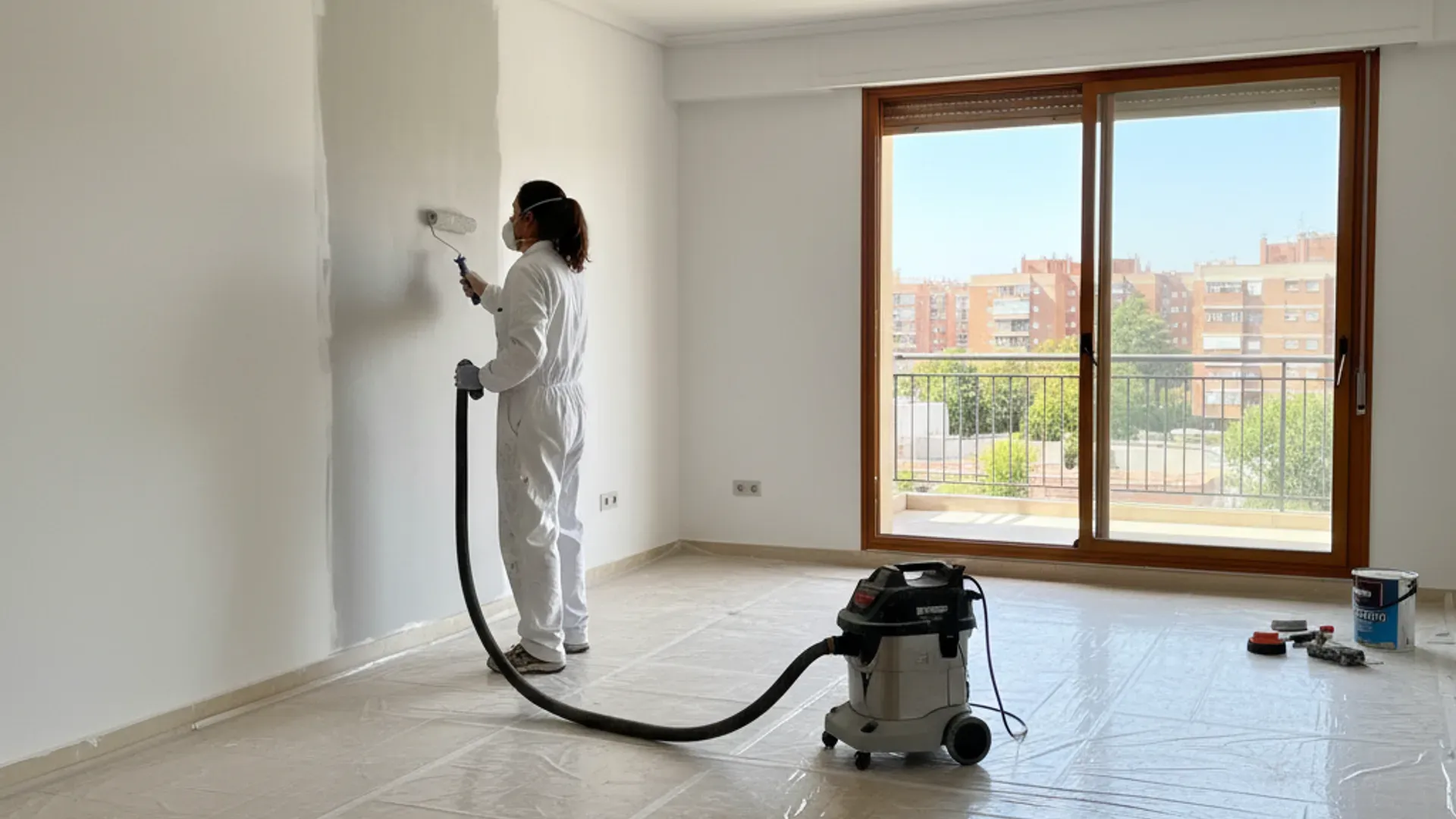 Equipo SinPolvo trabajando en una vivienda de Torrejón de Ardoz con sistema HEPA
